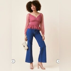 Shelly Tulle Smock Peplum Waisted Top